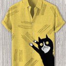 Men's Naughty Cat Likes To Scratch Art Print Casual Shirt