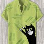 Men's Naughty Cat Likes To Scratch Art Print Casual Shirt