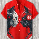Men's Intelligent Robot Cats Art Graphic Print Short Sleeve Shirt