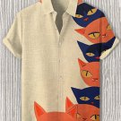 Men's Funny Cats Peep Art Print Casual Shirt