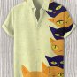 Men's Funny Cats Peep Art Print Casual Shirt
