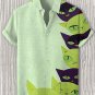 Men's Funny Cats Peep Art Print Casual Shirt