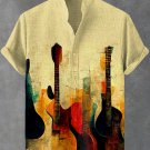 Men's Retro Abstract Guitar Music Oil Painting Art Print Shirt