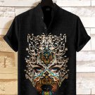 Men's Calligraphy Patterns Mask Art Print Casual Shirt