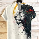 Men's Mysterious Lion Art Print Short Sleeve Casual Shirt
