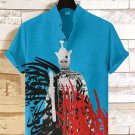 Men's King Abstract Calligraphy Patterns Print Casual Shirt