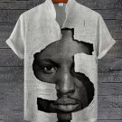 Men's Retro Black Man Dollar Pattern Collage Art Print Casual Shirt