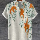 Men's Monkey Climbing Tree Illustration Print Casual Shirt
