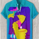 Men's Saxophone Abstract Geometric Illustration Print Casual Shirt