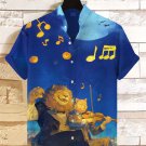 Men's Gentleman Lion Enjoys Music Art Print Short Sleeve Casual Shirt