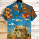 Men's Maple Lion Art Print Short Sleeve Casual Shirt