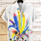 Men's Funny Color Blocked Panda Art Print Short Sleeve Casual Shirt