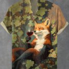 Men's Forest Fox Red Wine Oil Painting Print Casual Shirt