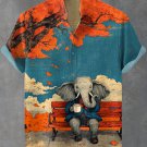 Men's Autumn Vibe Chilling Coffee Elephant Print Casual Shirt