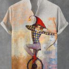 Men's Retro Circus Oil Painting Art Print Casual Shirt