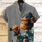 Men's Chimpanzee Plays Chess Art Print Casual Shirt