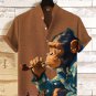 Men's Chimpanzee Plays Chess Art Print Casual Shirt