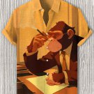 Men's Hard Working Chimpanzee Print Casual Shirt