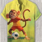 Men's Monkey Football Boy Art Print Casual Shirt