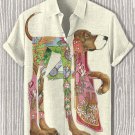 Men's Funny Dog Floral Pattern Art Print Casual Shirt