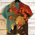 Men's Gentleman Lion Smoking Print Casual Shirt
