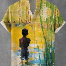 Men's Pond Natural African Kids Art Print Casual Shirt