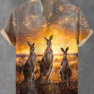 Men's Sunset Sweetveld Kangaroo Art Print Casual Shirt