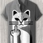 Men's Funny Cat Color Block Abstract Art Print Casual Shirt