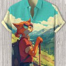 Men's Cat Outdoor Nature Hiking Art Print Casual Shirt