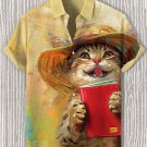 Men's Cat On Tour Art Print Casual Shirt