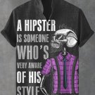 Men's Cool Skeleton Hipster Art Print Casual Shirt