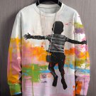 Men's Black Pride Freedom Childhood Art Oil Painting Print Long Sleeve T-Shirt