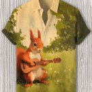 Men's Squirrel Playing Guitar On The Grass Art Print Casual Shirt