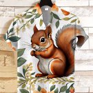 Men's Squirrel And Flowers Watercolor Art Print Casual Shirt
