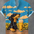 Men's Boho Dachshund Drink Beer Chilling Art Print Shirt