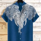 Men's Ethnic Pattern Elephant Symmetry Art Print Casual Shirt