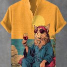 Men's Free Soul Cat Art Print Shirt