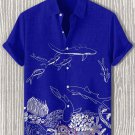Men's Cartoon Marine Organism Art Print Casual Shirt