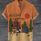 Men's Western Cowboy Sheriff Doggy Print Casual Shirt
