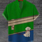 Men's Roadside Dog Illustration Print Casual Short Sleeve Shirt
