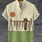 Men's Funny Dachshund Dog Illustration Print Casual Shirt