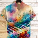 Men's Piano Notes Watercolor Art Print Casual Shirt