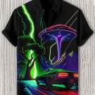 Men's Fantasy Car Meet UFO Art Print Casual Shirt