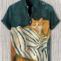 Men's Sleeping Cat Funny Print Casual Shirt