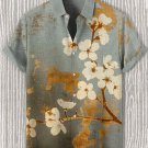 Men's Gold Foil Cherry Blossoms Japanese Art Print Casual Shirt