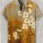 Men's Gold Foil Cherry Blossoms Japanese Art Print Casual Shirt