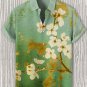 Men's Gold Foil Cherry Blossoms Japanese Art Print Casual Shirt