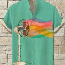 Men's Electric Fan Blows Out Rainbow Art Print Casual Shirt