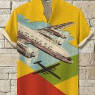 Men's Airplane Color Block Art Print Casual Shirt