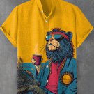 Men's Hippie Lion Holiday Cafe Art Print Shirt